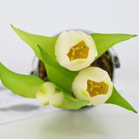 Tanaman Tulip Sutra dalam Pot Buatan, Sentuhan Realistis, Mirip Asli untuk Dekorasi Pernikahan, Rumah, Kantor, Hari Valentine, Hari Ibu, Natal, Paskah