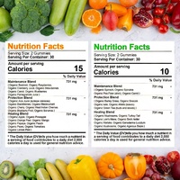 Gummies aux fruits et légumes sans sucre OEM, saveurs naturelles, complément alimentaire avec superaliments fruits et légumes