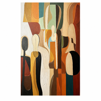 Peinture murale sur toile abstraite figurative de forme humaine, style Mid-Century Modern, aux tons terreux, pour l'entrée, le bureau ou la décoration d'hôtel