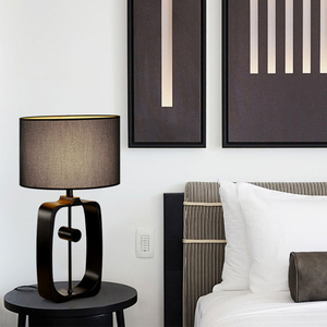 Lampada da Tavolo Moderna Minimalista Creativa in Metallo LED Dimmerabile per Soggiorno <span class=keywords><strong>Paralume</strong></span> in Tessuto Nero E27 - Product Image 5