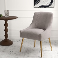 Chaises de salle à manger modernes italiennes, salle d'étude, restaurant, chaises de salle à manger rembourrées en velours noir capitonnées avec pieds dorés