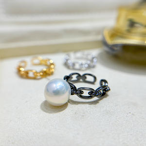 Support de bague en argent S925 avec perles de 6-8 mm, accessoires de bricolage, version torsadée pour perles en vrac 10014 - Product Image 4