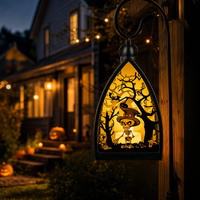 Accessoires de décoration pour fête d'Halloween, lampe d'ambiance LED citrouille, maison fantôme, crâne, bougie électronique portable pour usage extérieur