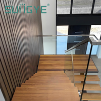 Rampe d'escalier intérieure moderne SUNGYE en aluminium et verre, garde-corps en verre feuilleté fixe à profil en U, résistant à l'eau, installation facile