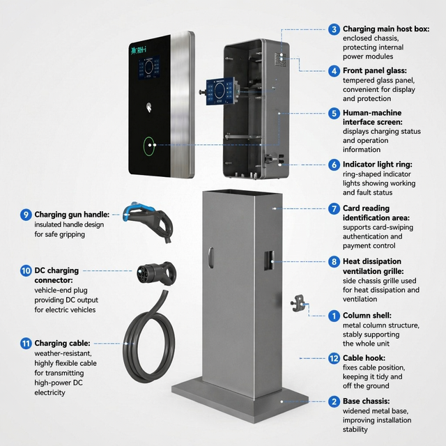 30kW 40kW DC Fast EV Charger Wallbox Wall Mount Smart Charging Station OCPP 1.6J IP55 Waterproof for Electric Vehicles