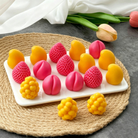 Moule en silicone Candyer de qualité alimentaire pour mini-glaces 3D aux fruits, formes fraise, pêche, mangue, pour la cuisson