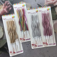 Lot de 12 bougies d'anniversaire et du Nouvel An en spirale torsadée métalliques écologiques, longues et brillantes pour les fêtes et la décoration intérieure