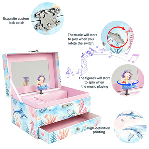 Caja Musical de <span class=keywords><strong>Sirena</strong></span> al por Mayor para Niñas con Cajones y Espejo, Caja de Música con Temática Oceánica, Regalo de Cumpleaños para Niños - Product Image 5