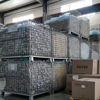 Conteneur en treillis métallique galvanisé pliable industriel personnalisé, maille 50x100mm, empilable, avec roues, cage de stockage de marchandises Hongda