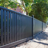 Panel pagar vertikal minimalis aluminium berlapis bubuk hitam, privasi terjamin, dengan tiang, ukuran custom untuk rumah villa