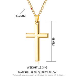 Collar Largo de Acero Inoxidable Hipoalergénico e Impermeable, Collar con Cruz Chapado en Oro para Hombre y Mujer, Joyería Fina - Product Image 4