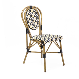 Chaise de bistrot tissée légère de style <span class=keywords><strong>parisien</strong></span> moderne - Fauteuil de <span class=keywords><strong>restaurant</strong></span> à carreaux bleus et blancs pour hôtel, appartement et terrasse - Product Image 2