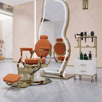 Nouveau Fauteuil de Barbier Professionnel Inversé en Acier Inoxydable avec Base, Grande Pompe de Levage, Chaise de Salon Personnalisable, Modèle LF015