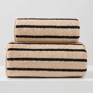Ensemble de serviettes en microfibre rayées avec logo personnalisé, super absorbantes, douces, pour le bain et les mains, OEM ODM, étiquette privée, hôtel, spa, maison - Product Image 6