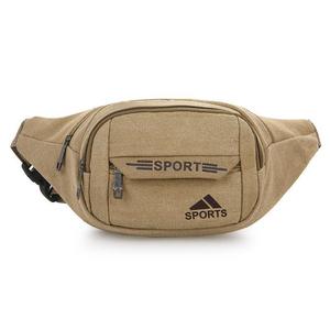 Men's <b>Canvas</b> Waist <b>Bag</b> Khaki Sport Logo Outdoor Travel Fanny Pack - Product Image 2