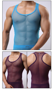 Ropa Interior Masculina Ultra Suave, Delgada, Sexy, <span class=keywords><strong>de</strong></span> Malla, Color Sólido, con Bolsa en U, para Uso Diario, Cómodos Calzoncillos Boxer, Venta al Por Mayor - Product Image 5