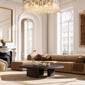 37" Round Clear Solid Glass Chandelier Living Room Dining Room Luxury <b>Post</b>-modern Big Chandelier - Product Image 5