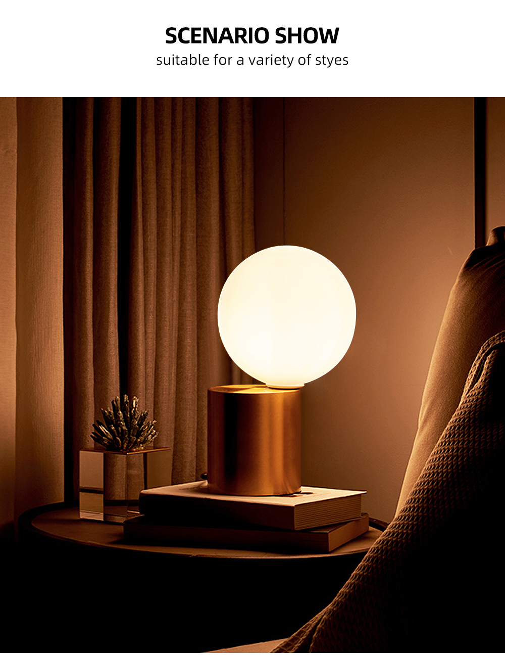 Living Room Glass Globe Table Desk Lamp With Led Light Bulb Antique Brass Glass Desk Lamp