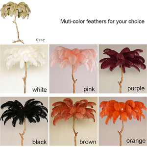 Nordic <strong>Floor</strong> <strong>Lamps</strong> Art <strong>Pink</strong> Ostrich Feather Lampshade <strong>Floor</strong> Light Decorative Glitter Copper Art Standing Lights - Product Image 4