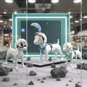 Maniquí de Fibra de Vidrio con Forma de Perro Espacial <span class=keywords><strong>para</strong></span> Tiendas de Mascotas y Fotografía Profesional de E-commerce, Exhibición en Salas de Exhibición de Marcas de Mascotas - Product Image 1