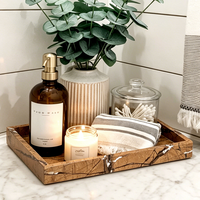 Plateau de service et de rangement rectangulaire en marbre naturel, style nordique, pour la maison, avec décorations de luxe, motif café forêt tropicale, pour mariage