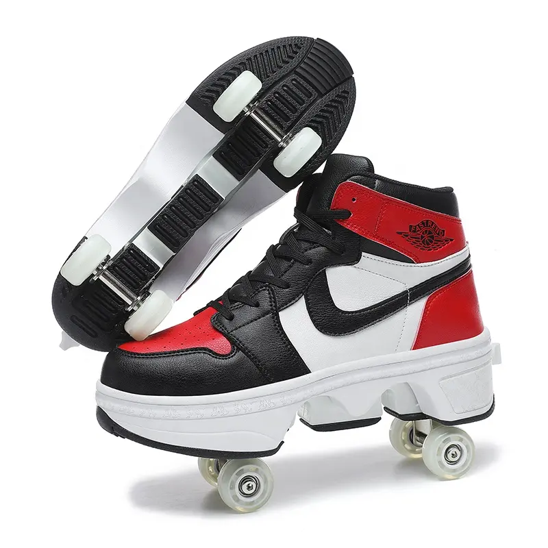 Ragazzo ragazze bambini Kick Speed pattinaggio su ghiaccio in linea con pattini a rotelle regolabili a 4 ruote scarpe da Skate sportive per bambini