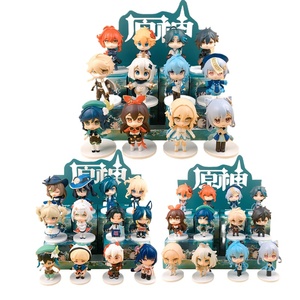 หุ่นฟิกเกอร์ตัวการ์ตูนมินิ10สไตล์จากการ์ตูน Zhongli Furina <span class=keywords><strong>Genshin</strong></span> <span class=keywords><strong>Impact</strong></span> Klee Zhongli ของเล่นปริศนารูปอนิเมะปริศนากล่องปริศนา