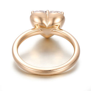 Anillo de Diamante Cultivado en Laboratorio con Corte Corazón de 3 Quilates, Oro Amarillo Sólido de 18K, 14K, 10K, Joyería Fina, Anillos Personalizados para Boda y Compromiso - Product Image 3