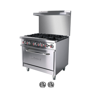 Eagle 6-Burner bếp gas nấu ăn chạy đa chức năng thương mại công nghiệp nhà hàng nhà bếp sử dụng với đôi Lò nướng <span class=keywords><strong>ETL</strong></span> phê duyệt - Product Image 2