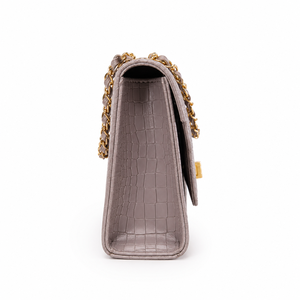Sac à main classique pour femme, indispensable, en cuir vegan effet croco, multi-poches, avec rabat magnétique, sac à bandoulière - Product Image 6