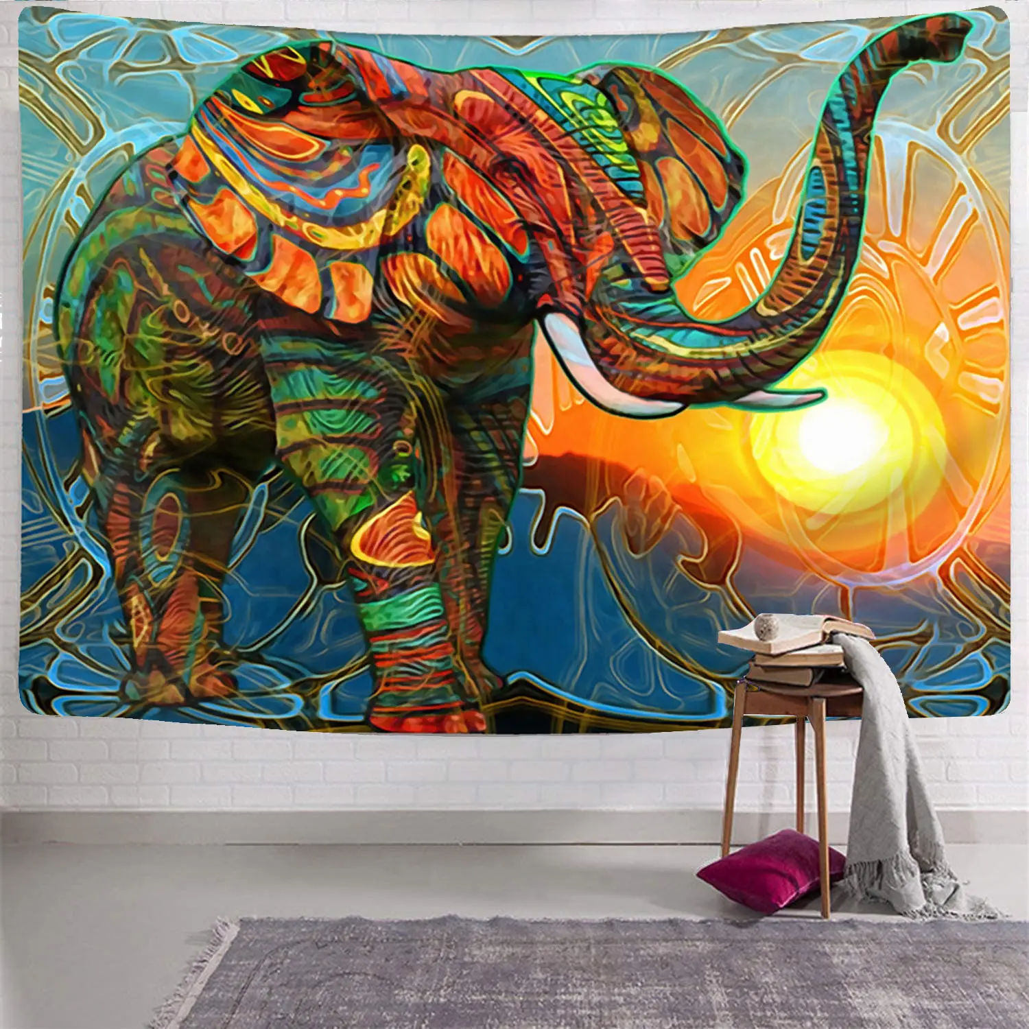 2020 22baru Datang Digital Cetak Permadani 3d Dicetak Hippie Kustom Modern Gajah India Mandala Dinding Permadani Gantung