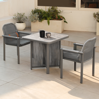 Ensemble de salle à manger d'extérieur Meiqi moderne et durable en aluminium - Résistant aux intempéries, empilable, résistant aux UV, écologique, pour cour, parc, jardin