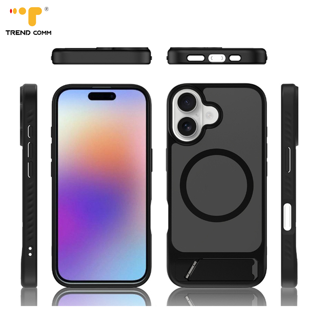 2026 Magnetic Wireless Charging Smartphone Case for iPhone 15 16 17 Pure Color TPU PC Material with Holder