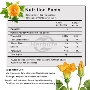 Polvo de Calabaza de Marca Privada OEM ODM, 227 g, Totalmente Natural, Sin Transgénicos, Sin Gluten, Alto en Fibra, Apoyo a la Salud Digestiva, 45 Porciones - Product Image 2