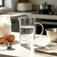Verre à mesurer en borosilicate résistant à la chaleur, 500 ml, 1000 ml, grande capacité, avec poignée, compatible micro-ondes