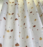Rideaux transparents à imprimé floral délicat avec de jolis animaux mignons et apaisants - Une touche fantaisie pleine de charme enfantin
