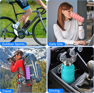 New Arrivals 500ml Rubber Foldable Eco-Friendly Unisex Camping <b>Travel</b> <b>Bottle</b> with Hand Grip - Product Image 6