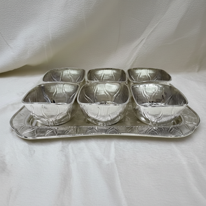 Serveur de fruits japonais en acier inoxydable couleur argent serveur de bonbons avec plateau d'Inde - Product Image 1