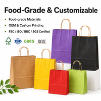 Bolsas de Papel Kraft Biodegradables y Ecológicas de Lujo Personalizadas para Pizza para Llevar, con Asas Resistentes para Envasar Sushi, Ensaladas y Alimentos