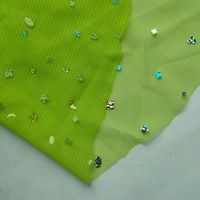 Tissu en maille à sequins et dentelle brodée, 100% polyester tricoté, pour robes de mariée et jupes de princesse pour enfants