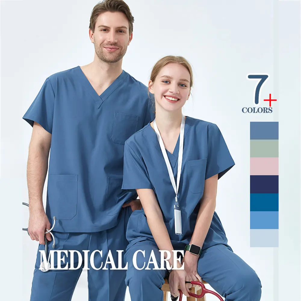 Quick Dry 4-way Stretch Scrub Set Nursing Uniforms Medical Hospital Doctors Nurses for Women Men Clinical Sanitary Outfit Suit