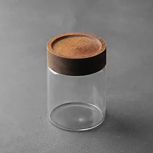 Luftdichten gummi ring silikon versiegelt mini glas gläser baby lebensmittel kanister mit holz deckel