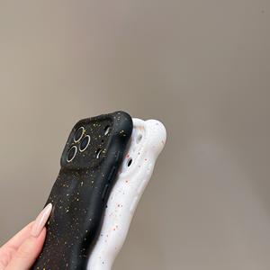 Coque souple 3D élégante effet météorite pour iPhone Air 12 13 14 15 16 17 Pro Max, motif points d'encre colorés, bord ondulé et froissé - Product Image 3