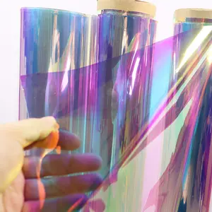 Holographic Transparent 2 Color PVC Material Source Xiang Li Factory For Bag Production Of Rainbow Soft Film