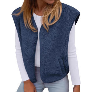 Nouveau gilet minimaliste gris en polyester, veste polyvalente sans manches pour <span class=keywords><strong>femme</strong></span>, manteau court style cardigan pour l'hiver - Product Image 6