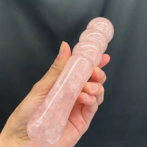 Varita de Masaje de Cuarzo Rosa y Bolas de Dildo para Despertar el Deseo Sexual, 100% Impermeable, 18cm, Portátil, Hecha a Mano, Varita Yoni para Mujeres - Product Image 2