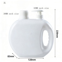 Bouteille de détergent liquide pour lessive de 2 L en PEHD de marque JC, fabriquée en Chine, avec pompe à lotion et étiquette, emballage vide