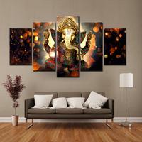 Hd imprimé 5 pièces toile Art indien dieu Ganesha éléphant peinture mur photos pour salon moderne toile peinture murale