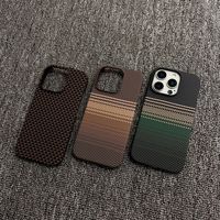 Coque de téléphone fine antichoc en TPU+PC avec anneau magnétique, motif fibre de carbone, compatible avec la recharge sans fil pour iPhone 12-17 Pro Max/Air