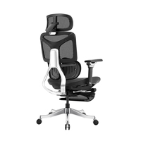 Chaise de bureau ergonomique moderne réglable avec dossier en maille respirante, accoudoirs 6D, soutien lombaire dynamique, nylon, pour la maison et le bureau